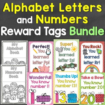 Preview of Alphabet Letters & Numbers Reward Tags Bundle Tags for Each Letter, Numbers 0-20