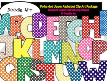 Alphabet Letters - Polka dot Uppercase Clipart Pack by Clipart For Teachers