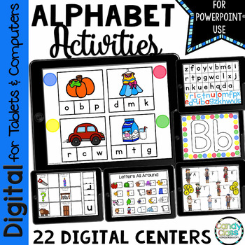 Preview of Alphabet Letters Recognition Matching Reading Center PowerPoint Phonics Activity