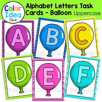Preview of Alphabet Letters Task Cards - Ballon (Uppercase)