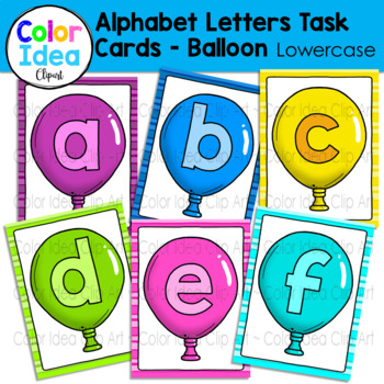 Preview of Alphabet Letters Task Cards - Balloon (Lowercase)