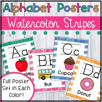 Preview of Alphabet Letters Wall Chart Cards - Alphabet Posters - Watercolor Decor - ABC