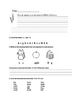 Preview of Alphabet Letters Worksheet A
