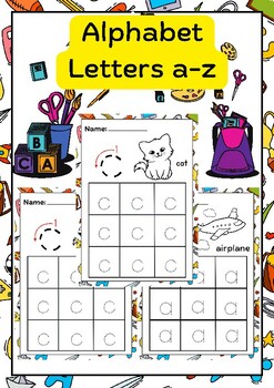 Preview of Alphabet Letters a-z : writing exercises kindergarten worksheets