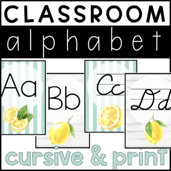 Alphabet Letters for Wall: Farmhouse & Lemon Classroom Decor