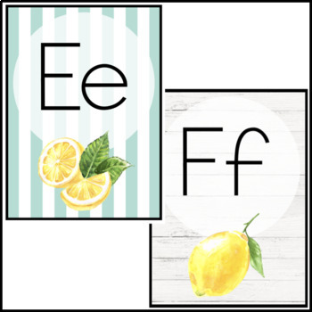 Alphabet Letters for Wall: Farmhouse & Lemon Classroom Decor