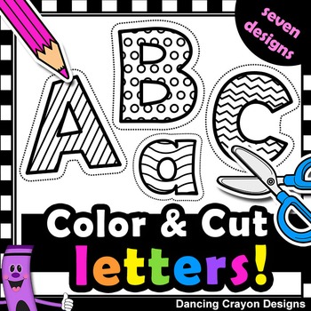 Preview of Alphabet Letters with Cutting Lines - Alphabet Cut and Paste Clip Art BUNDLE
