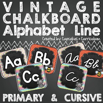 Alphabet Line: Vintage Chalkboard in Print and Cursive by Cupcakes n ...