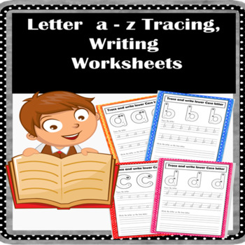 Preview of Alphabet, Lowercase Letter a-z Tracing, Writing Worksheets