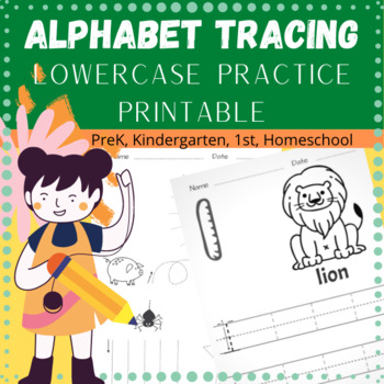 Preview of Alphabet Lowercase Practice Pages, Letters Tracing Worksheets