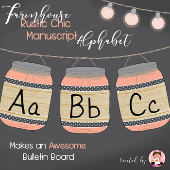 Preview of Alphabet Manuscript Mason Jars Coral (Editable)