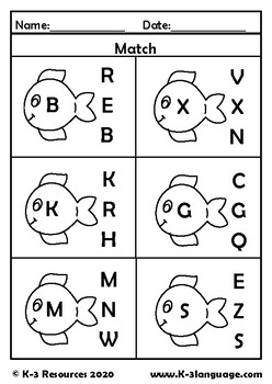 Alphabet Match Ocean Theme Worksheets by K-3 Resources | TpT