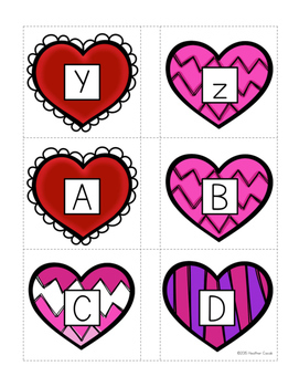 Alphabet Match Up Cards Lowercase to Uppercase {Valentine Hearts}