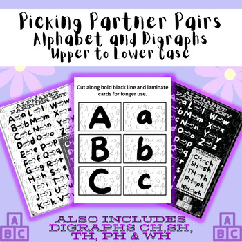 Preview of Alphabet Match | Upper & Lower Case with Digraphs | Center | Phonics | Partners