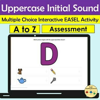 Preview of Alphabet Match Uppercase A to Z Initial Sound to Pictures Easel Assessment