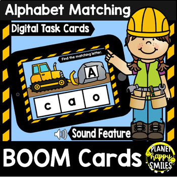 Preview of Alphabet Matching Construction Theme Boom Cards
