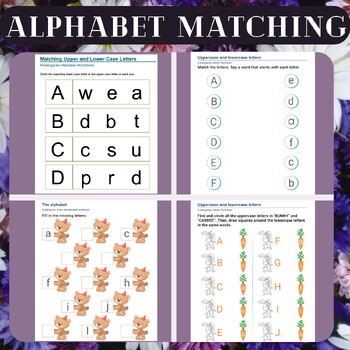 Preview of Alphabet Matching and Alphabetizing Worksheets for Kindergarten