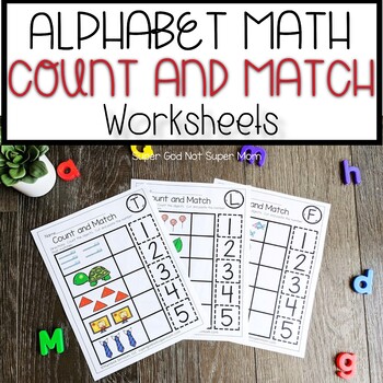 Preschool Math Worksheets Counting 1-5 with the Alphabet | TpT