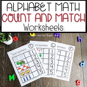 preschool math worksheets counting 1 5 with the alphabet tpt