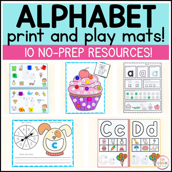 Preview of Alphabet Mats and Alphabet Worksheets for Letters and Beginning Sounds - NO PREP
