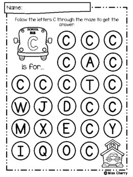 Alphabet: Maze A-Z Worksheets - Beginning Sounds (Back to School)