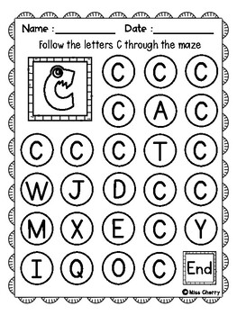 Alphabet: Maze A-Z Worksheets (Monster Themed) - Distance Learning