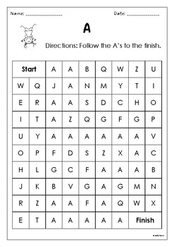 Alphabet Maze Letter Recognition Activity Worksheets Game by MsZzz Teach