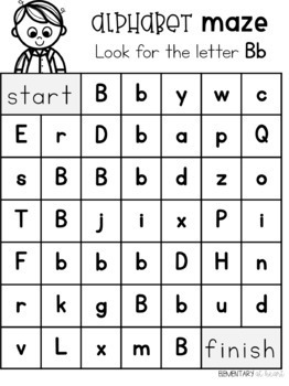 Alphabet Maze Worksheets by Elementary at HEART | TPT