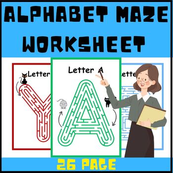 Preview of Alphabet Maze Worksheet | Alphabet Activity Game for Kids