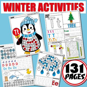 Preview of Beginning Sound, Letter Recognition, Alphabet Tracing A-Z, Winter Word search