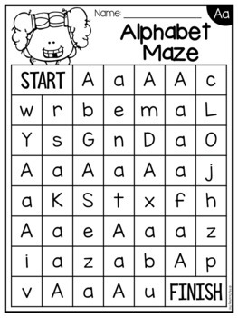 Alphabet Maze Worksheets - Letter Recognition - Distance Learning