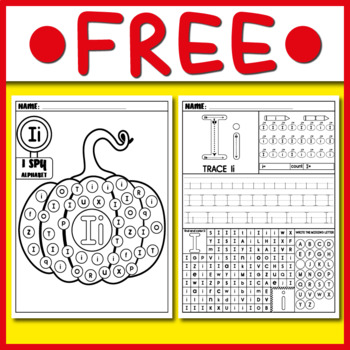 Preview of Alphabet Maze Worksheets i | Pumpkin Letter Recognition I, Tracing & Handwriting