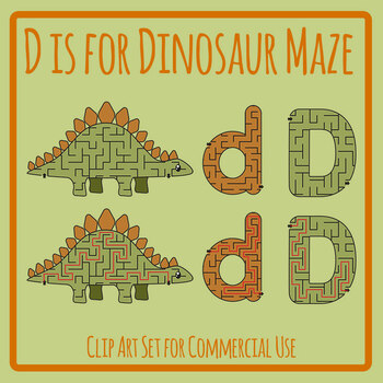 Alphabet Mazes D is for Dinosaur Letter D Mazes with Answers Clip Art Color