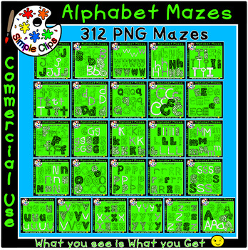 Preview of Alphabet Mazes Huge Bundle Over 300 pieces -  Commercial Use {Simple Clips}