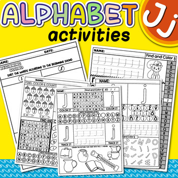 Preview of Alphabet Mazes, Letter J Recognition, Beginning Sounds, Letter Tracing & Writing