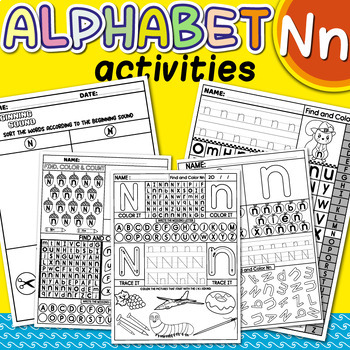 Preview of Alphabet Mazes, Letter N Recognition, Beginning Sounds, Letter Tracing & Writing