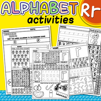 Preview of Alphabet Mazes, Letter R Recognition, Beginning Sounds, Letter Tracing & Writing