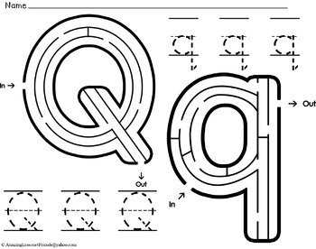 Alphabet Mazes and Tracing Sheets (NO PREP) by AmazingLessons4Friends