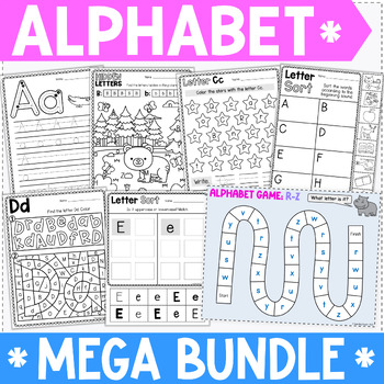 Preview of Alphabet Mega Bundle - Worksheets, Games, and Letter of the Week Activities