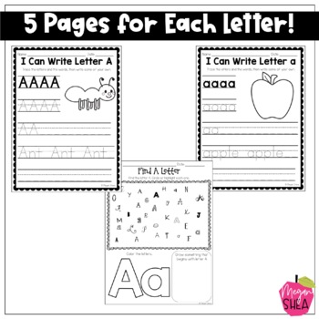 printable alphabet activities for kindergarten by megan shea tpt