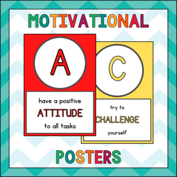 Preview of Alphabet Mindset - Motivational Class Posters - Room Decor