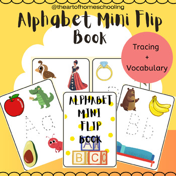 Preview of Alphabet Mini Flip book Aa - Zz (with tracing and vocabulary)