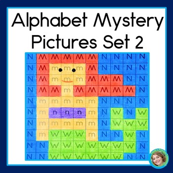 Preview of Upper & Lower Case Letter Recognition Worksheets Alphabet Mystery Pictures Set 2
