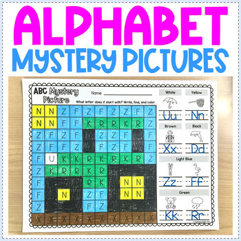 Preview of Alphabet Mystery Pictures - Alphabet Review Worksheets - Fun Alphabet Activity