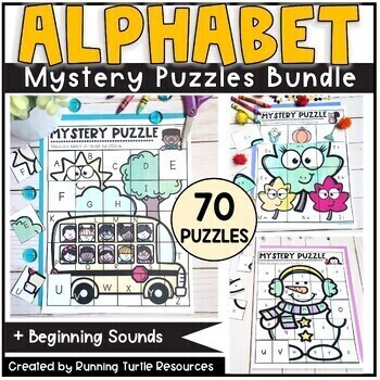 Preview of Alphabet Mystery Puzzles, Preschool Letter Matching and Beginning Sounds Match