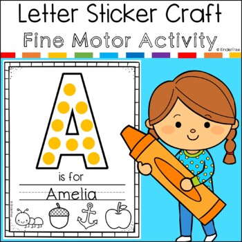 Preview of Alphabet Name Sticker Craft First Week of Kindergarten