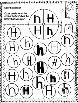 Alphabet No-Prep Printables plus centers for Letter Recognition: Spin ...