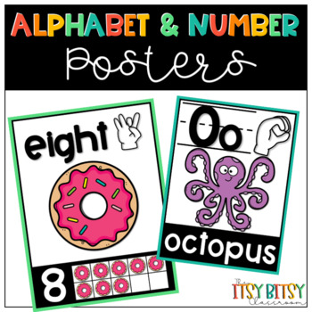 Preview of Alphabet and Number Classroom Decor Poster Sets - Sign Language