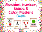 Alphabet, Number, Shape & Color Posters: Confetti Style