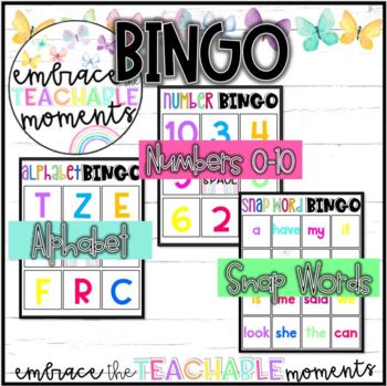 Alphabet, Number, Sight Word Bingo by Embrace the Teachable Moments